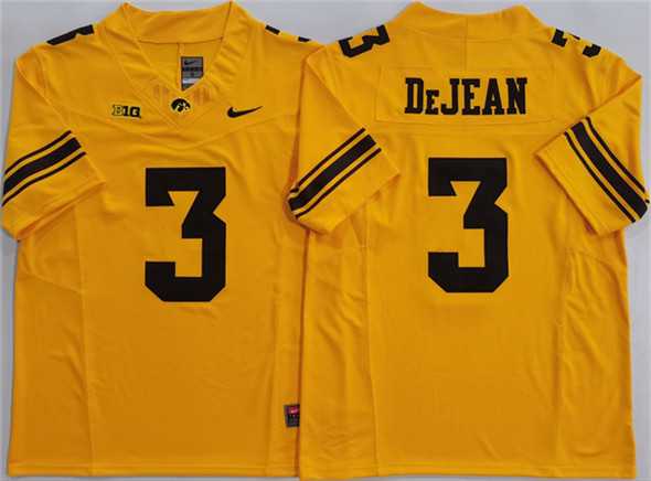 Men%27s Iowa Hawkeyes #3 Cooper DeJean Yellow F.U.S.E. Stitched Jersey->colorado buffaloes->NCAA Jersey